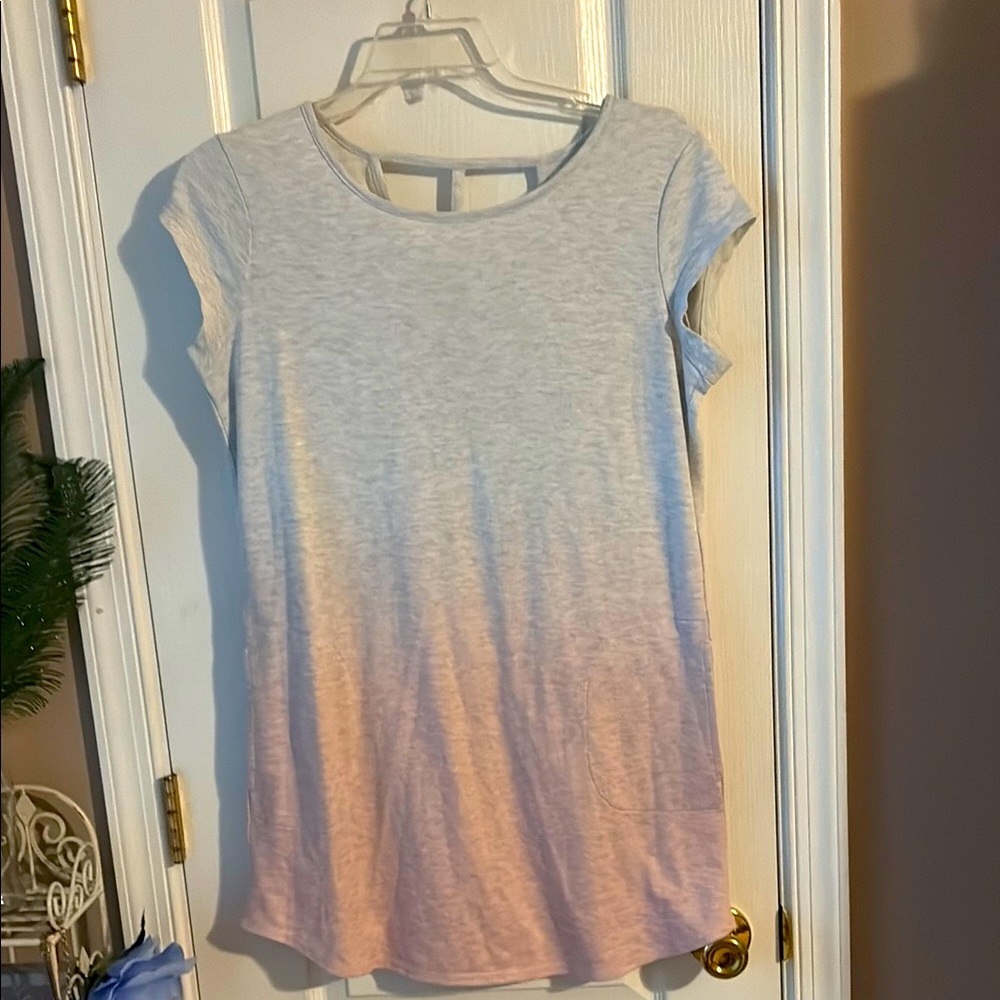 Ideology Gray and Pink Cap Sleeve Coverup